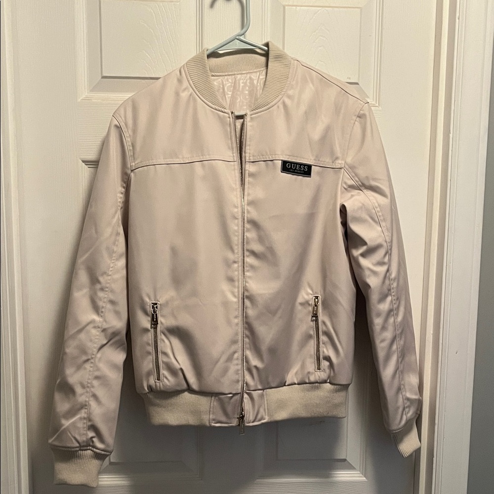 NWOT Guess Light Beige Bomber Jacket M